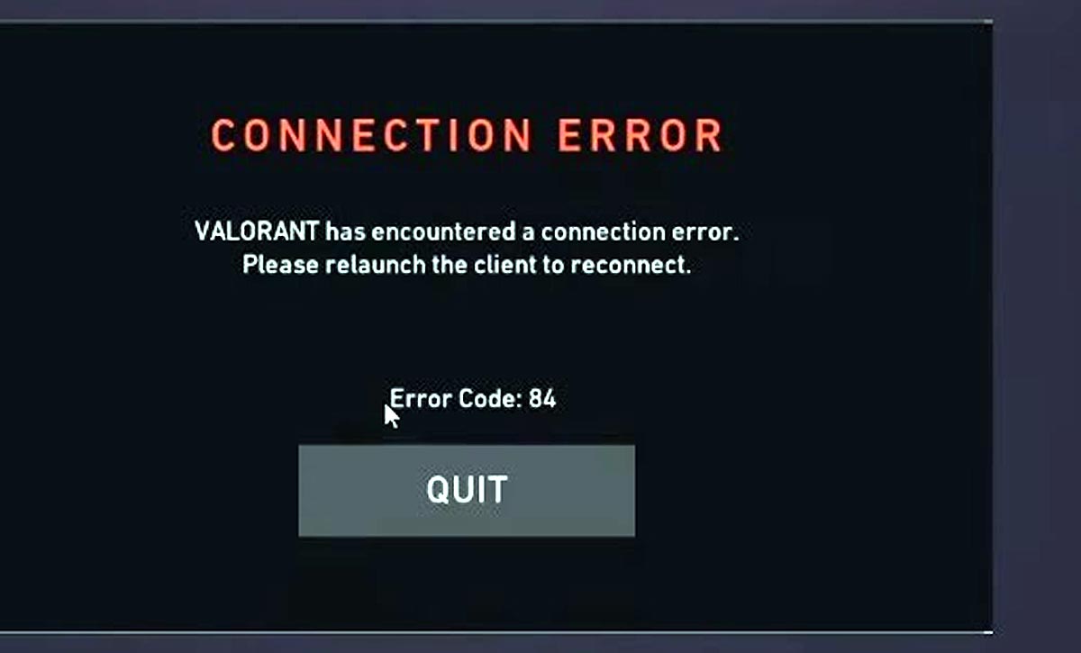 Ошибка 84 в Valorant: откуда и что теперь делать?
