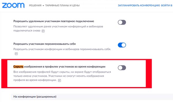 Если в Zoom не отображается фото профиля