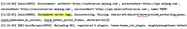 От сервера получен неполный набор тегов: что делать когда Minecraft пишет такое